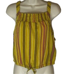 Prana NWT Little Palm Cami gold with stripes and drawstring at hem size XS